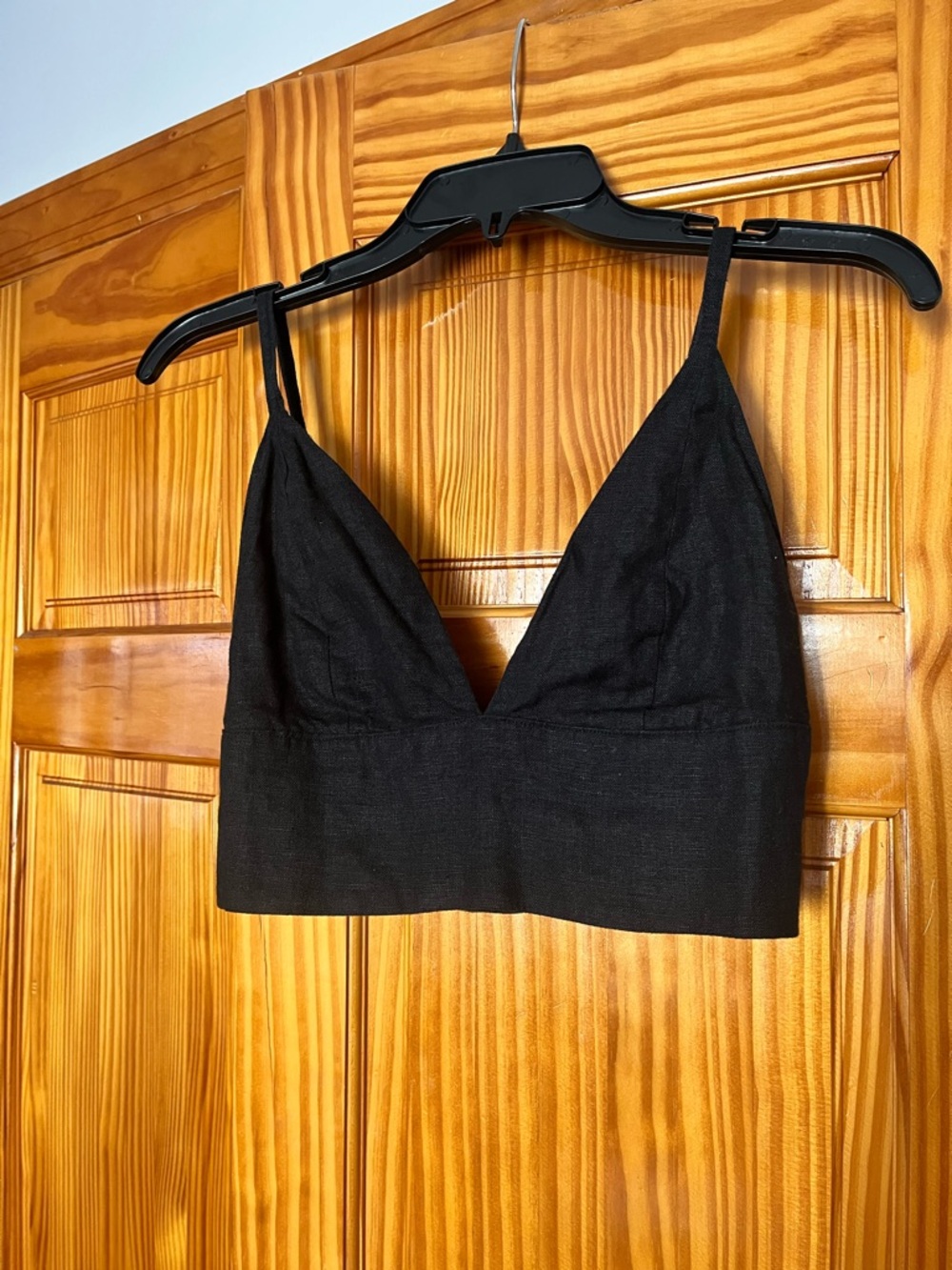 Banana Republic Black Linen Bralette with Adjustable Straps